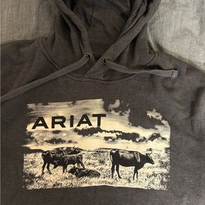 Ariat Gray Hoodie with Artistic Cattle Design